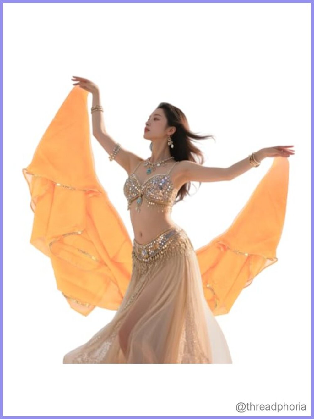 Belly Dance Scarf Chiffon Semicircle Sequin Trim Stage Performance Shawl